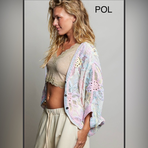 BP224-7💙💚POL perfection batwing Sleeve button front  cardi in pink+blue+-elegant - Picture 5 of 10